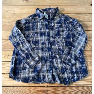 NWT Skylar Rose Speckled Plaid Button Up Shirt Size Large Women’s Blue Black